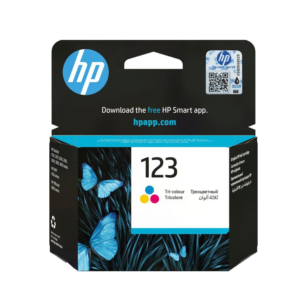 HP 123 Tri:colour Ink Cartridge For HP Deskjet 1100: 2100: 2300: 2600: 3600: 3800: 4600 series: HP Envy 4500 series: HP Officejet 3800 series