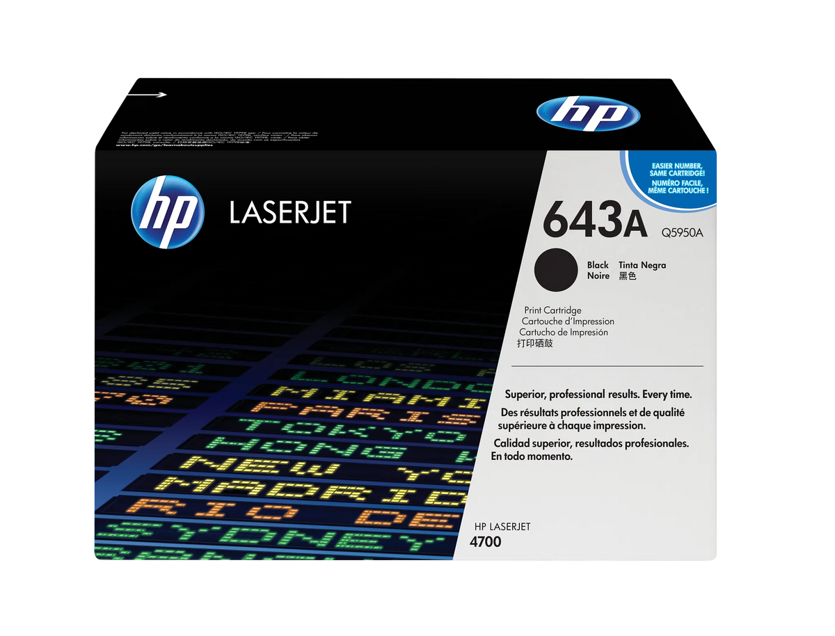 HP # 643A COLOR LASERJET 4700 BLACK PRINT CARTRIDGE.